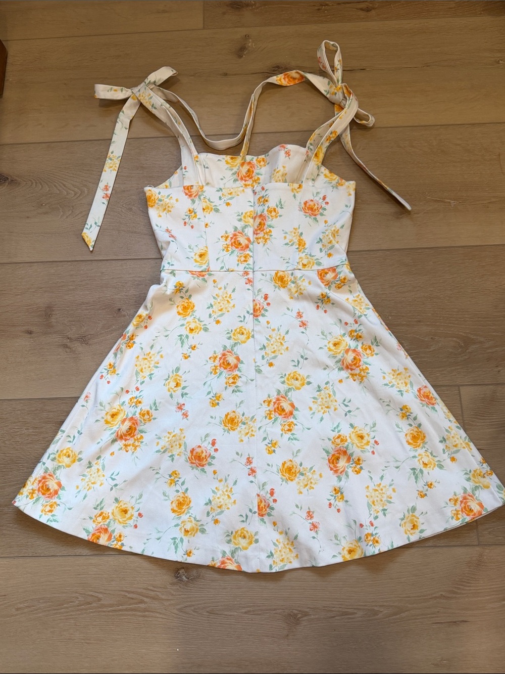 NWT Zara Cream Orange & Yellow Floral Cottagecore Mini Dress - Picture 10 of 13